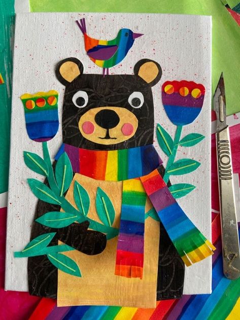 Cute Collage Drawing, Kids Collage Art, Rainbow Animals Art, Kids Collage Ideas, Collage Ideas For Kids, Paper Collage Art Ideas, Collage Art For Kids, Collage For Kids, Collage Paper Art