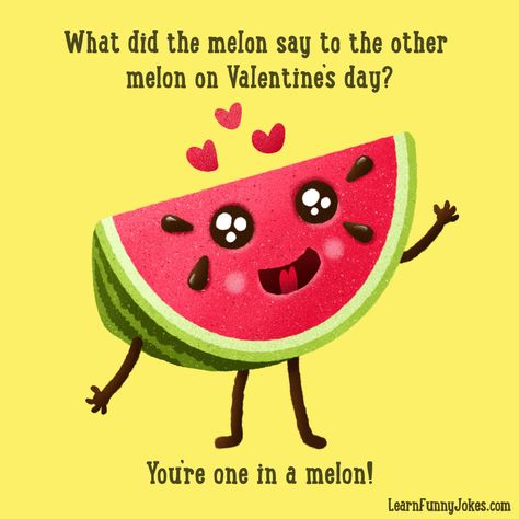 Drawing of a water melon in love Valentines Jokes Funny, Valentines Dad Jokes, Valentine Jokes Funny, Valentine’s Day Jokes, Watermelon Valentines, Watermelon Jokes, Valentines Jokes, Baking Memes, Valentines Card Sayings