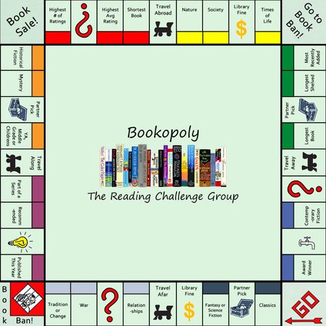 Bookopoly-2018 | Allison | Flickr Books Display, School Library Displays, Book Reading Journal, Elementary Library, Library Activities, Short Books, Library Lessons, Library Programs, Book Challenge