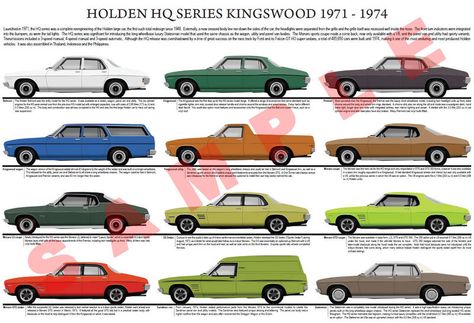 Holden HQ Kingswood series model chart 1971-1973 Holden Kingswood, Hq Holden, Holden Muscle Cars, Chrysler Valiant, Holden Torana, Holden Australia, Ford Mustang 1964, Aussie Muscle Cars, Australian Vintage