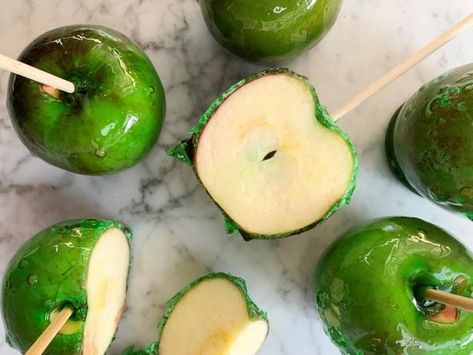 Poison Apples Recipe, Erin Jeanne Mcdowell, Candied Apples, The Poison, Poison Apples, Candy Thermometer, Green Food Coloring, Pastry Brushes, Candy Apples