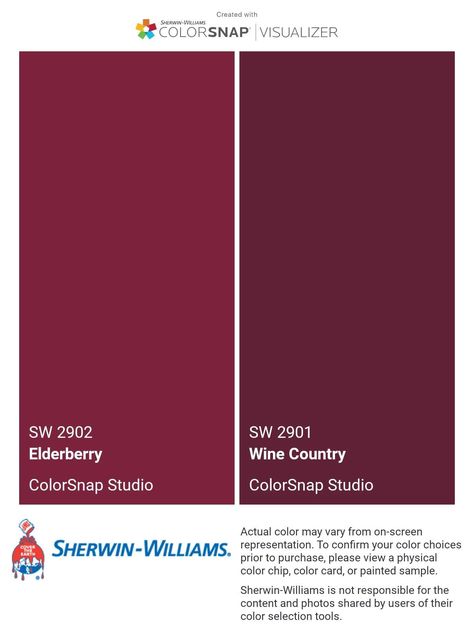 Royal Garnet Valspar, Sherwin Williams Juneberry, Red Paint Colors For Bedroom, Burgundy Paint Colors, Burgundy Paint, Red Paint Colors, Bar Cabinets, Brown Brick, Palette Design