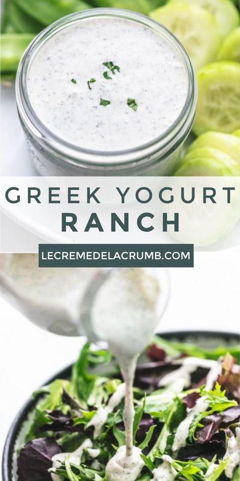 Ranch Dressing With Greek Yogurt, Yogurt Ranch Dressing Recipe, Dressing With Greek Yogurt, Yogurt Ranch Dip, Greek Yogurt Ranch Dip, Greek Yogurt Ranch Dressing, Healthy Ranch Dressing, Yogurt Ranch, Yogurt Ranch Dressing