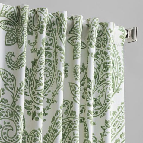 Rose Street Tea Time Green 108 X 50 Inch Blackout Curtain Single Panel | Bellacor Green Curtains Living Room, Cream Curtains, Linen Blackout Curtains, Half Price Drapes, Floral Room, Green Curtains, Green Walls, Green Room, Darkening Curtains