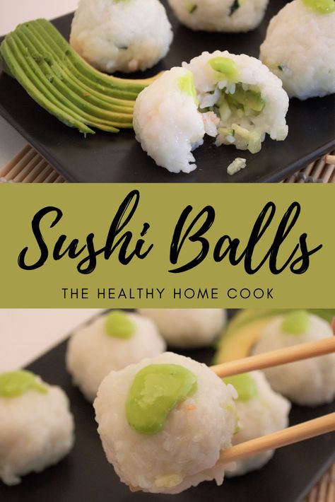 Sushi Hors D’oeuvres, Sushi Balls Recipe, Sushi Balls How To Make, Sushi Ball, Sushi Balls, Cooked Sushi Rolls, White Party Foods, Tempura Sushi, Sushi Recipes Homemade