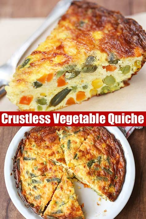 Crustless Vegetable Quiche - Recipe and Video | Healthy Recipes Crustless Vegetable Quiche, Quiche Healthy, Quiche Recipes Healthy, Quiche Recipes Crustless, Vegetarian Quiche Recipes, Vegetable Quiche Recipes, Vegetable Quiche, Quiche Recipes Easy, Crustless Quiche