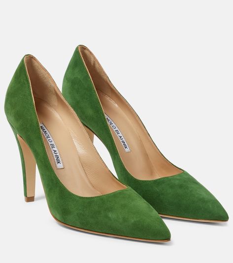 Maysale Outfit, Manolo Blahnik Maysale Outfit, Green Manolo Blahnik, Manolo Blahnik Maysale, Green Accessories, Pumps Heels Stilettos, Manolo Blahnik Shoes, Goat Leather, Heels Pumps