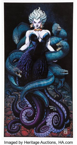 Ursula Tattoo, Ursula The Sea Witch, Octopus Tattoo Sleeve, The Sea Witch, Arthur Adams, Tattoo Disney, Evil Disney, Fantasy Witch, Horror Vintage