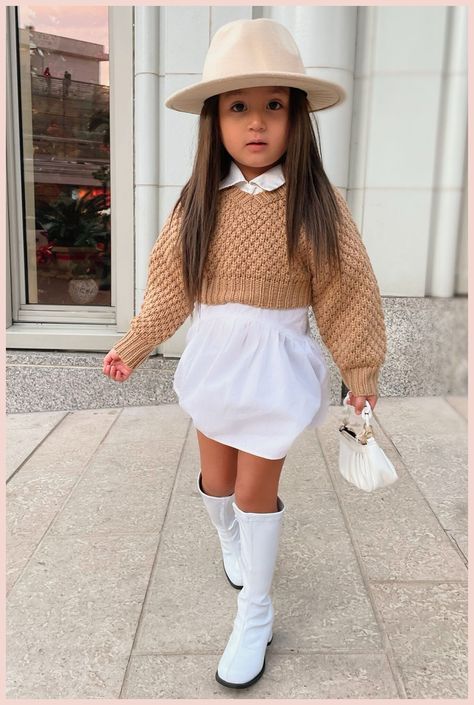 Kids Outfits Daughters, Fashion Baby Girl Outfits, Toddler Girl Style, Fashionable Baby Clothes, I Adore You, Chunky Knit Sweater, Adore You