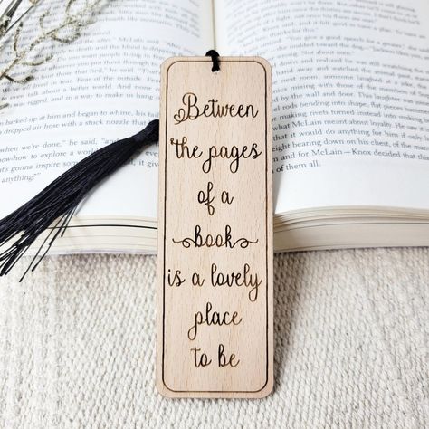 Book quote wooden bookmark – Bumble and Birch - Stationery and Gifts Black Bookmark, Xtool Projects, Laser Creations, Bookmarks Quotes, Wooden Bookmarks, Diy Bookmark, Diy Crafts Bookmarks, Origami For Beginners, Bullet Journal Mood Tracker Ideas