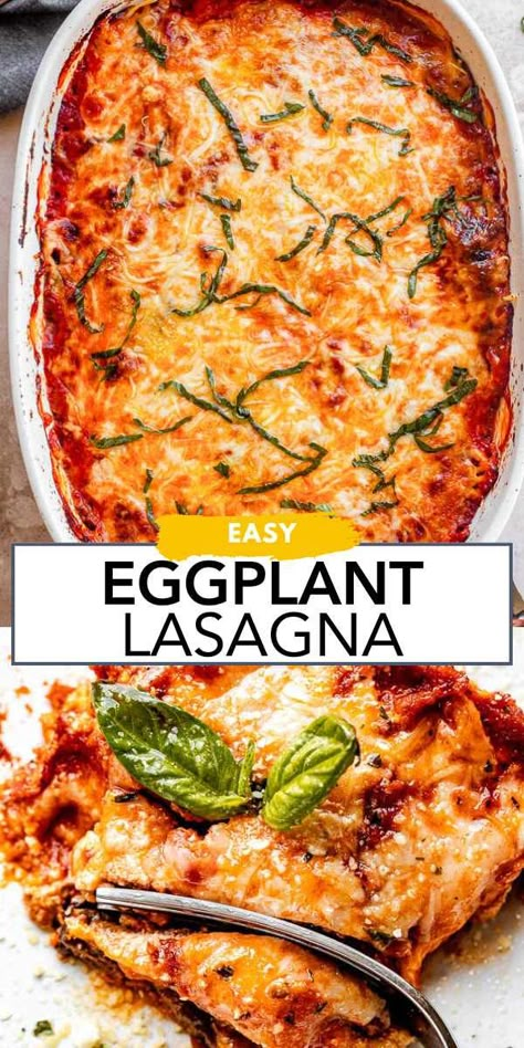 Nothing says comfort food like lasagna, and my easy Eggplant Lasagna recipe hits all the delicious notes without the noodles! It’s a miracle in a pan, honestly - cheesy, saucy, home-cooking to the core. Best of all, this version is good for you and comes together in a snap! #vegetarian #lowcarb #keto #lasagna Eggplant Lasagne Recipes, Eggplant Lasagna Vegetarian, Low Carb Eggplant, Eggplant Lasagna Recipe, Vegetarian Lasagna Recipe, Easy Eggplant, Eggplant Recipes Easy, Eggplant Lasagna, Lasagne Recipes