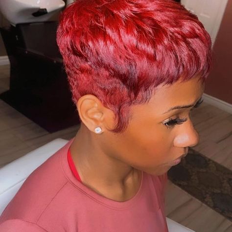 Olivia Green (@meccasweet) • Instagram photos and videos Short Red Pixie Haircut Black Women, Burgundy Pixie Cut Black Women, Red Short Hair Black Women, Red Pixie Haircut Black Women, Ginger Pixie Haircut Black Women, Hairdo Inspiration, Red Pixie Cut, Bald Baddie, Red Pixie Haircut