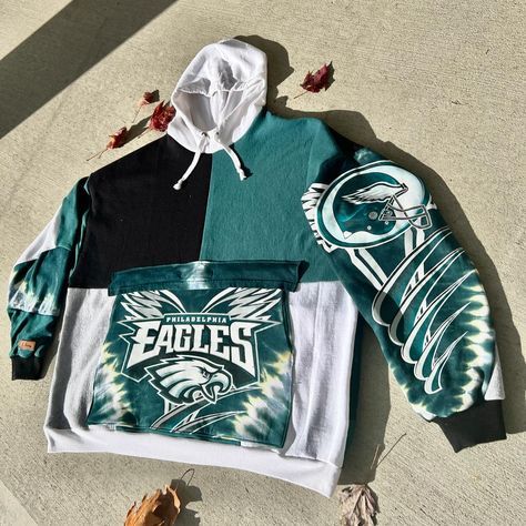 This needed its own post🦅🦅 I just recently went to an Eagles game and this was an ABSOLUTE MUST to create🔥 NFL customs are always open just DM me🫶🏽 GO BIRDS🦅 @philadelphiaeagles 1 of 1 / Handmade sustainable materials♻️ Follow @t.threadd for more one of a kind reworks🪡 #upcycle #upcycledclothing #upcyclingfashion#reworked #reworkedclothing #reworkedfashion#sustainablefashion #sustainable #sustainableclothing#oneofakind #handmade #smallbusiness #shopsmall#shopsmallbusiness #supportsmal... Eagles Game, Reworked Fashion, Reworked Clothing, Upcycled Clothing, 1 Of 1, Sustainable Materials, Sustainable Clothing, Upcycle Clothes, Dm Me