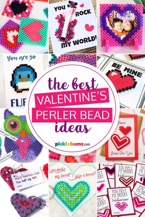 These awesome Valentine's Perler bead ideas are a great Valentine's Day craft activity and they make gorgeous handmade Valentine's gifts too. Bead Cards, Valentine Crafts Diy, Valentine Cards Diy, Classroom Valentines Gifts, Valentine's Activities, Handmade Valentine Gifts, Valentines Diy Kids, Perler Beads Pattern, Class Party Ideas