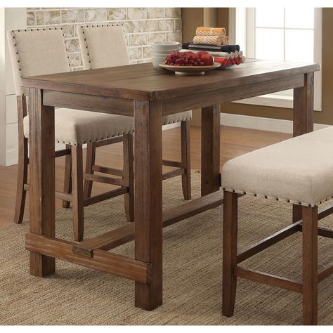 Furniture of America Telara Contemporary Natural Counter Height Table (Natural tone) Rustic Counter, Wood Bar Table, High Top Tables, Pub Set, Pub Table Sets, Bar Height Table, Counter Height Dining Table, Counter Table, Counter Height Table