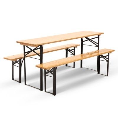 Outdoor Table Bench, Natural Wood Table Top, Foldable Bench, Simple Cafe, Beer Table, Picnic Table Bench, Tasty Snacks, Table And Bench Set, Dining Set With Bench