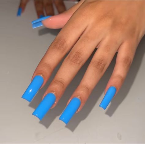 Blue Square Nails, Bright Blue Nails, Blue Gel Nails, Acrylic Nail Set, Blue Acrylic Nails, Girly Acrylic Nails, Long Acrylic Nails Coffin, Long Square Acrylic Nails, Unique Acrylic Nails