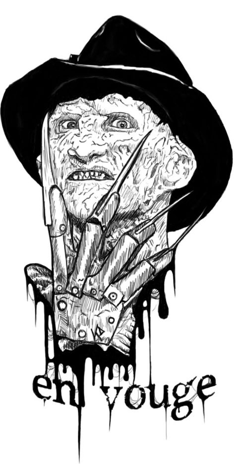 without the words Female Freddy Krueger, Freddy Krueger Wallpaper, Freddy Krueger Drawing, Chibi Female, Freddy Krueger Tattoo, Freddy Krueger Art, Horror Movie Tattoos, Horror Prints, Scary Drawings