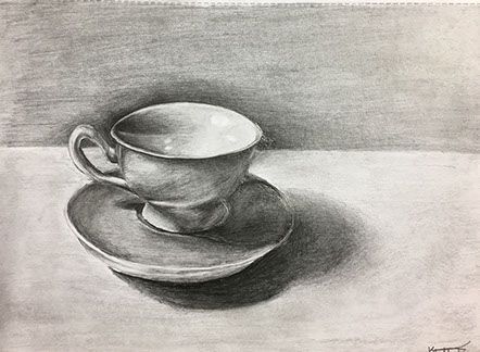 Cup and Saucer Cup And Saucer Drawing, Fantastic Drawing, Plate Drawing, Abstract Pencil Drawings, Drawing Competition, Art Assignments, Art Lessons Middle School, Book Drawing, Still Life Art