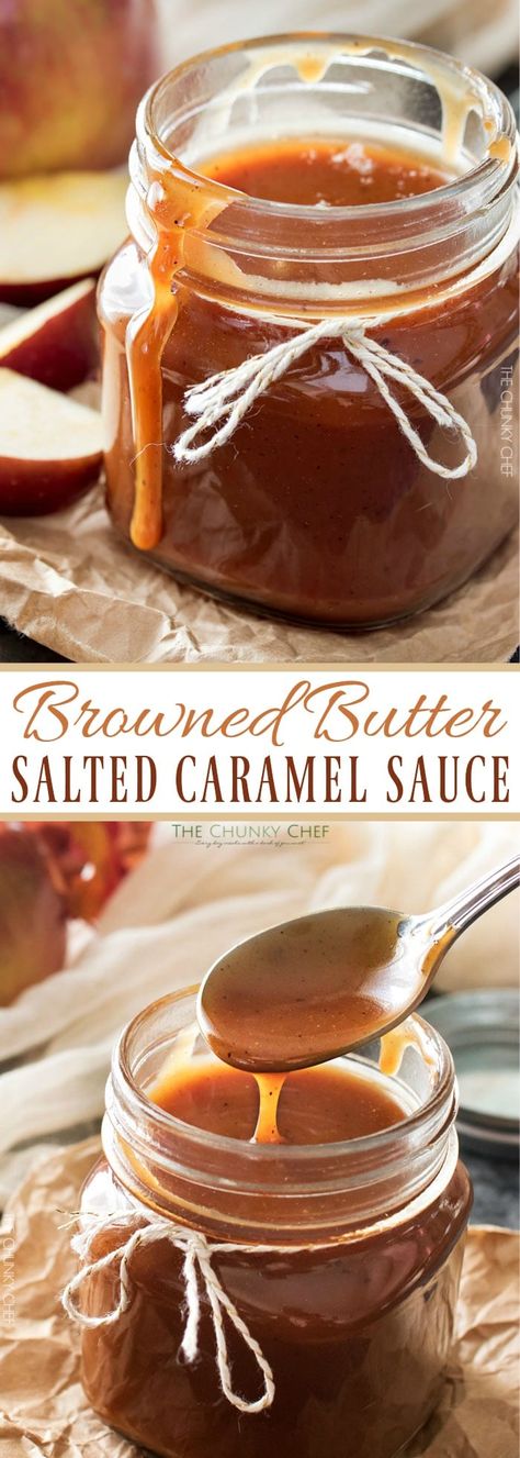 Browned Butter Salted Caramel Sauce | Browned butter gives this homemade salted caramel sauce a deliciously deep flavor! | http://thechunkychef.com Desserts Caramel, Easy Salted Caramel, Maple Fudge, Hair Caramel, Homemade Salted Caramel, Balayage Caramel, Caramel Recipe, Easy Caramel, Cream Caramel