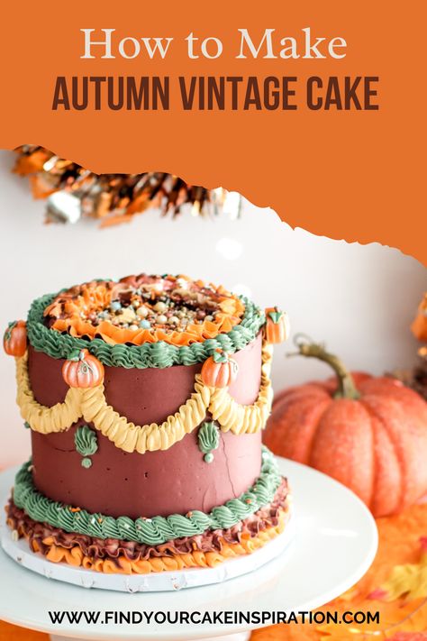 How To Make A Fall Lambeth Cake - Find Your Cake Inspiration Gingerbread Buttercream, Gingerbread Man Cake, Fall Theme Cakes, Fall Cakes Decorating, Cake Colors, Lambeth Cake, Orange Buttercream, Man Cake, Thanksgiving Cakes