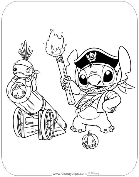 Coloring page of Stich dressed as a pirate for Halloween #disney, #stitch, #liloandstitch, #halloween, #coloringpages Disney Halloween Coloring Pages, Lilo I Stitch, Stitch Coloring, Halloween Coloring Pages Printable, Pirate Coloring Pages, Stitch Svg, Stitch Coloring Pages, Cartoon Svg, Halloween Coloring Book