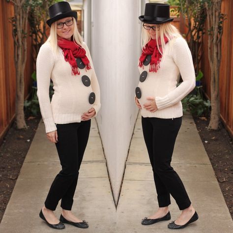 Whether you're a Frozen fan or looking for a costume that will keep you nice and… Outfit Pregnant, Trendy Holiday Outfits, Snowman Costume, Pregnancy Costumes, Pregnant Halloween Costumes, Book Character Costumes, Couple Costumes, Pregnant Halloween, Diy Snowman