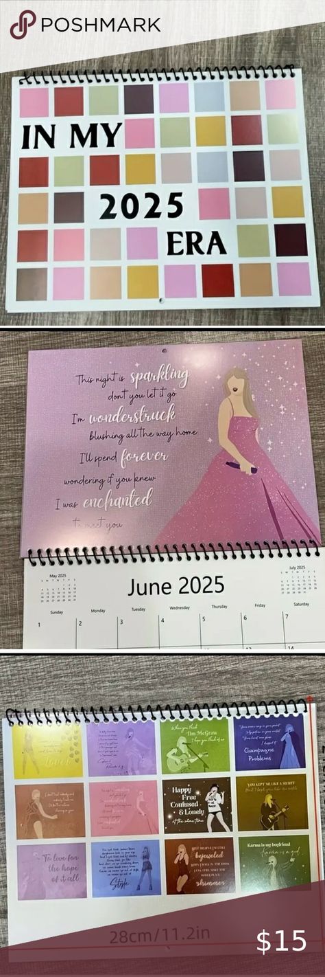 Taylor Swift 2025 Calendar -In my 2025 Era  NEW 2025 Calendar, The Way Home, All The Way, Letting Go, Taylor Swift, Swift, Let It Be, Jewelry Watches, Plus Fashion