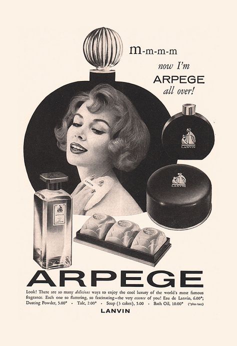 VINTAGE PERFUME AD Retro Mid-Century Ad by EncorePrintSociety Arpege Lanvin, Mid Century Fashion, Perfume Ad, Poster Classic, Great Ads, Retro Ads, Retro Mid Century, Vintage Perfume, Fashion Poster