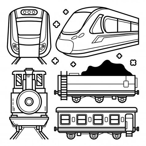 Draw Train Easy, Train Doodle Easy, How To Draw Train, Train Line Art, Train Sketch Simple, Train Drawing Sketches, Easy Train Drawing, Train Drawing Simple, Train Doodle