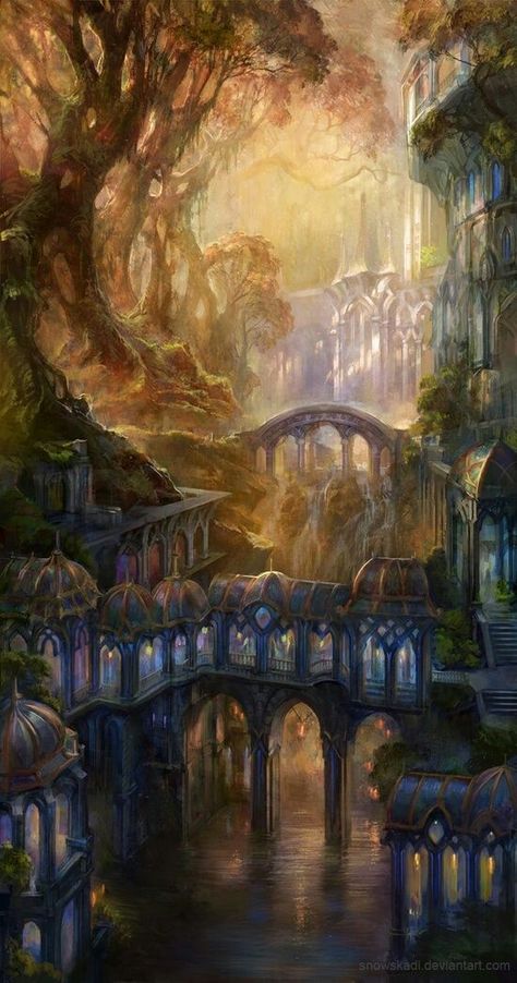 Rivendell Snow Travel, Cold Christmas, Christmas Landscape, Fantasy Forest, Leaf Drawing, Art Winter, Cultural Architecture, Oil Canvas, Fantasy Places