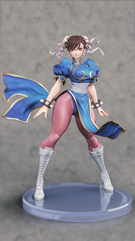 ArtStation - Chun LI, Nicolas Lopez Female Action Poses, Street Fighter Tekken, Capcom Characters, Plastic Girl, Chun Li Street Fighter, Character Statue, Street Fighter Art, Japanese Warrior, Human Poses Reference