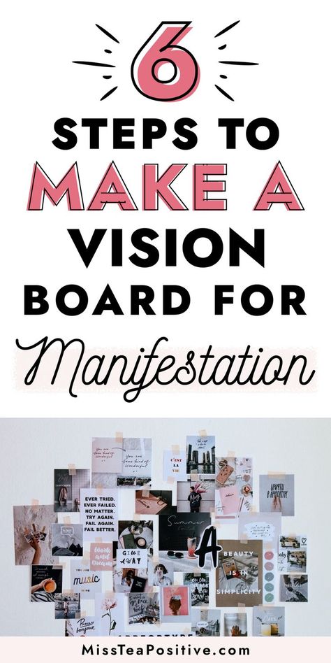 What do you need to create a vision board and why? Here are 6 steps to make a vision board for manifestation! It includes goal setting examples, how to create a vision board on your phone, the best way to design & diy a cute online vision board in Canva, aesthetic vision board ideas for manifesting money, dream lifestyle, dream job, dream car, love, financial goals, career goals, etc.