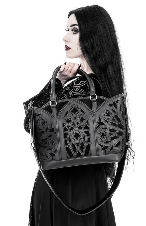 Unleash your dark and mysterious side with our goth catacombs black handbag. crafted with impeccable attention to detail, this hauntingly beautiful accessory is designed to complement your unique style. explore the depths of darkness and embrace your inner gothic essence with this must-have fashion statement. Goth Queen, Unique Clothes, Gothic Shop, Arched Windows, Gothic Architecture, Rave Wear, Jewelry Choker, Timeless Accessories