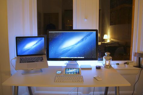 Ikea Workspace, Ikea Galant, Macbook Pro Accessories, Thunderbolt Display, Sound C, Rain Design, Apple Watch Sport, Macbook Retina, Simple Desk