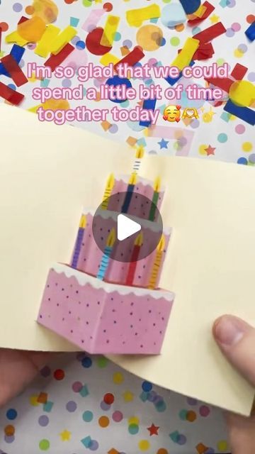 Crafts For Birthday Cards, How To Make A 3d Birthday Card, Birthday Card From Preschooler, How To Do Birthday Cards, Birthday Greeting Cards Diy, Birthday Cards With Cakes On Them, Cake Craft Paper, School Birthday Card Ideas, Happy Birthday Card Creative