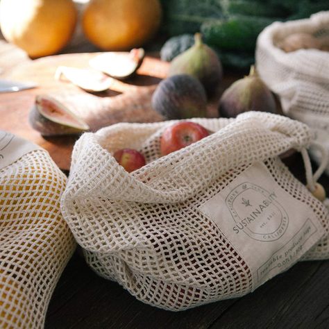 Realty Sage : News : 8 Quick, Easy Ways to Kick-Start Your Zero Waste Lifestyle 0 Waste, Waste Free Living, Reusable Produce Bags, Eco Life, Mesh Bags, Eco Bags, Waste Free, Mesh Laundry Bags, Eco Friendly Bags