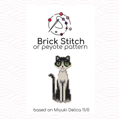 Bead Woven Bracelet, Diy Seed Bead Earrings, Miyuki Delica Beads, Pendant Keychain, Black And White Cat, Brick Stitch Earrings, Design Palette, Brick Stitch Pattern, Beaded Jewlery