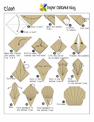 Origami Clam Sea Creature Origami, Origami Sea Animals, Paper Sea Creatures, Origami Sea Creatures, Sea Coral Decor, Origami Guide, Origami Easy Step By Step, Kids Camp, Coral Decor