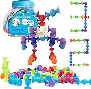 48 Piece Suction Cup Toys Construction Set, Silicone Building Blocks DIY Blocks Toys - Sucker Toys are Fun Bath Toys,Sensory Toy for Toddlers 3 Year Old Boys and Girls Two Year Old Toys, Toy Ideas For Kids, Classroom Toys, Sensory Toys For Toddlers, Airplane Activities, Tub Toys, Bath Toys For Toddlers, Toddler Bath, Building Blocks Diy