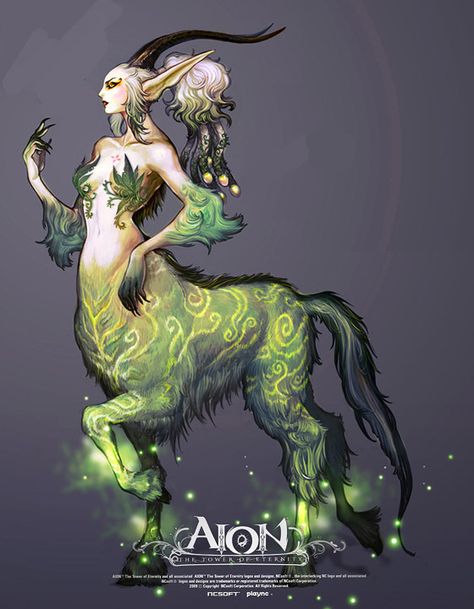 Forest Centaur Female from the video game Aion: The Tower of Eternity Centaur Female, Female Centaur, Fantasy Races, Mythological Creatures, Monster Design, Mystical Creatures, 판타지 아트, Creature Concept, Magical Creatures