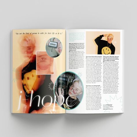 Magazine Packaging Ideas, Editorial Magazine Aesthetic, Magazine Layouts Aesthetic, Artist Magazine Layout, Dreamy Magazine Layout, Interview Graphic Design Layout, Magazine Page Number Design, Magazine Page Aesthetic, Magazine Designer Aesthetic