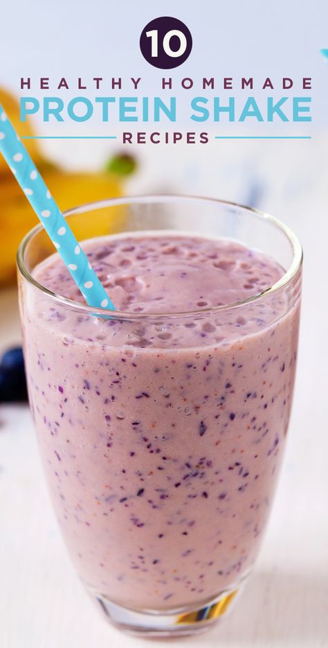 10 Healthy Homemade Protein Shake Recipes Homemade Protein Shake, Homemade Protein Shakes Recipes, Shakes Protein, Homemade Protein Shakes, Good Protein, Smoothie Protein, Protein Shake Recipe, Momos Recipe, Protein Ideas