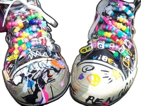 Kandi Shoes, Rave Shoes, Rave Kandi, Goodbye Despair, Kandi Kid, Kandi Ideas, Scene Core, Scene Queens, Estilo Indie