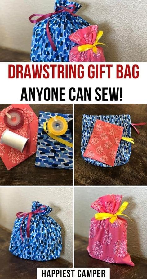 Homemade Gift Bags, Homemade Bags, Fabric Gift Bag, Diy Sewing Gifts, Gift Bags Diy, Custom Gift Bags, T Bag, Mission Trip, Scrap Ideas