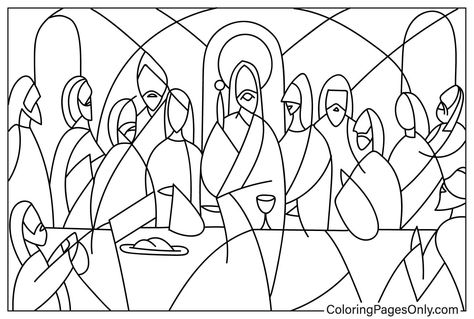 The Last Supper Coloring Sheet Holy Thursday, Disney Cartoon Characters, The Last Supper, Outline Drawing, Fairy Tale Characters, Holy Week, Last Supper, Free Printable Coloring, Free Printable Coloring Pages