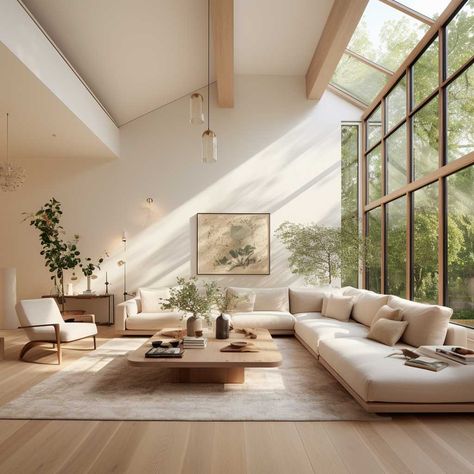 Muji Style Living Room, Long Living Room Layout, Reka Bentuk Ruang Tamu, Hiasan Dalaman Rumah, Reka Bentuk Dalaman, Long Living Room, Interior Boho, Japandi Living, Minimalist Living Room Design