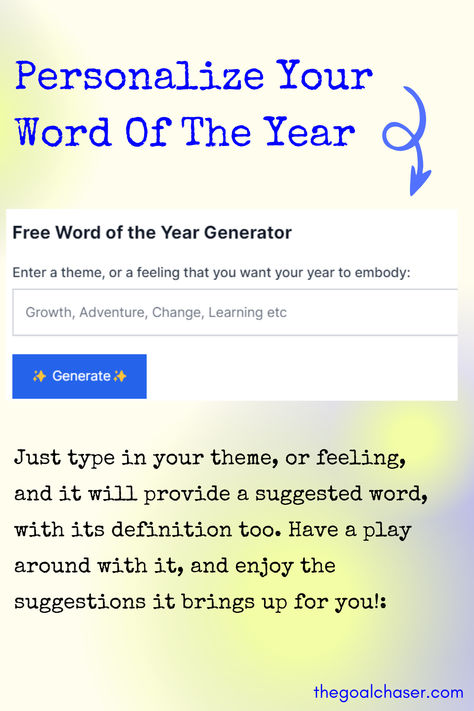 This free word of the year generator is perfect if you can’t quite decide on a word, yet you know a general ‘theme’ of what you want to focus on for the year ahead, or how you want to ‘feel’. My Word For 2025, Word Of The Year Ideas 2025, Word Of The Year 2025, 2025 Word Of The Year, 2025 Word, Word Of The Year Ideas, Word Generator, Word For The Year, Vision Board Examples