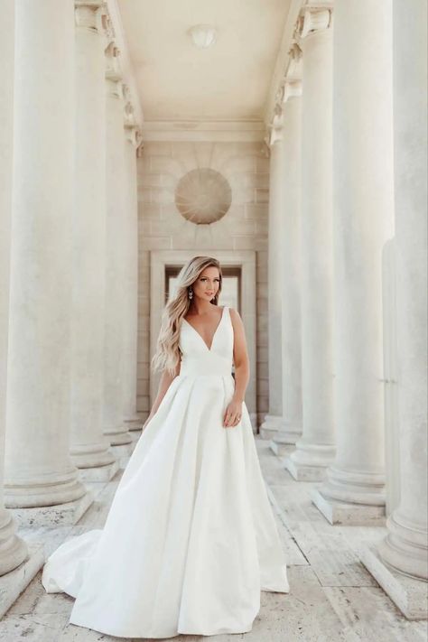 7755 | Stella York | Modern Luxe Ballgown Wedding Dress with Deep V-Neckline | Essense Designs Stella York Style, Stella York Bridal, Column Wedding Dress, Ballgown Wedding Dress, Stella York Wedding Dress, Modern Wedding Gown, Ballgown Wedding, Wedding Dress Shop, Modern Luxe