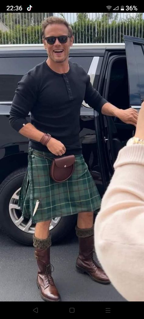 Kilt Outfits For Men, Kilted Men, Man In Kilt, Scotland Kilt, Sam Heughan Actor, Sam Reid, Jamie Fraser In Kilt, Kilts Men Hot Scotland, Outlander Series Sam Heughan